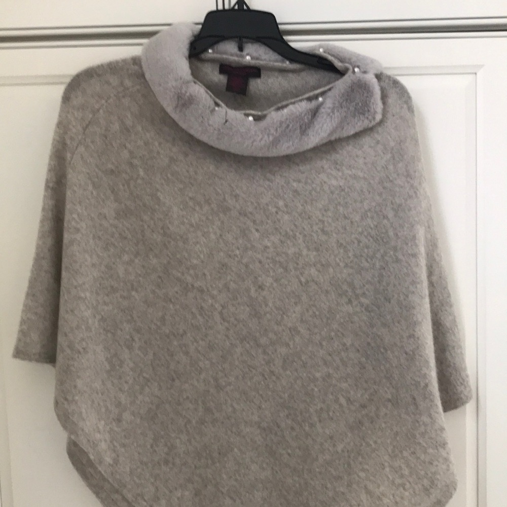100 % cashmere heather grey sweater poncho